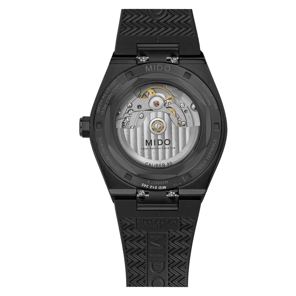 MIDO MULTIFORT 8 One Crown Black Dial Black PVD on Rubber Strap