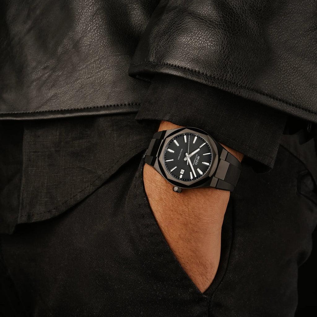MIDO MULTIFORT 8 One Crown Black Dial Black PVD on Rubber Strap