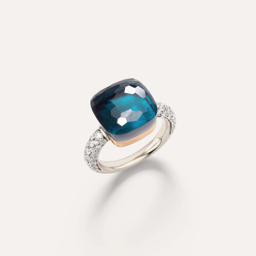 Pomellato Nudo Maxi Ring -London Blue Topaz with diamonds