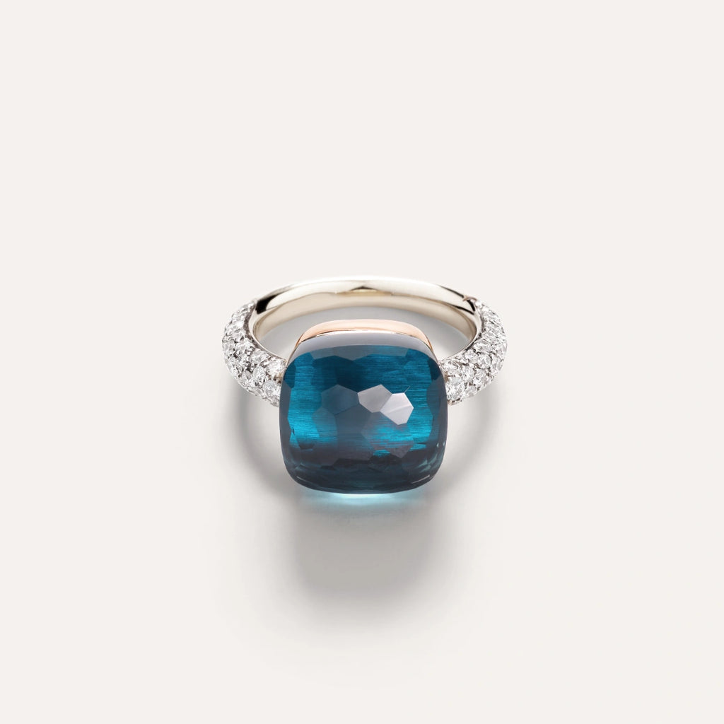 Pomellato Nudo Maxi Ring -London Blue Topaz with diamonds