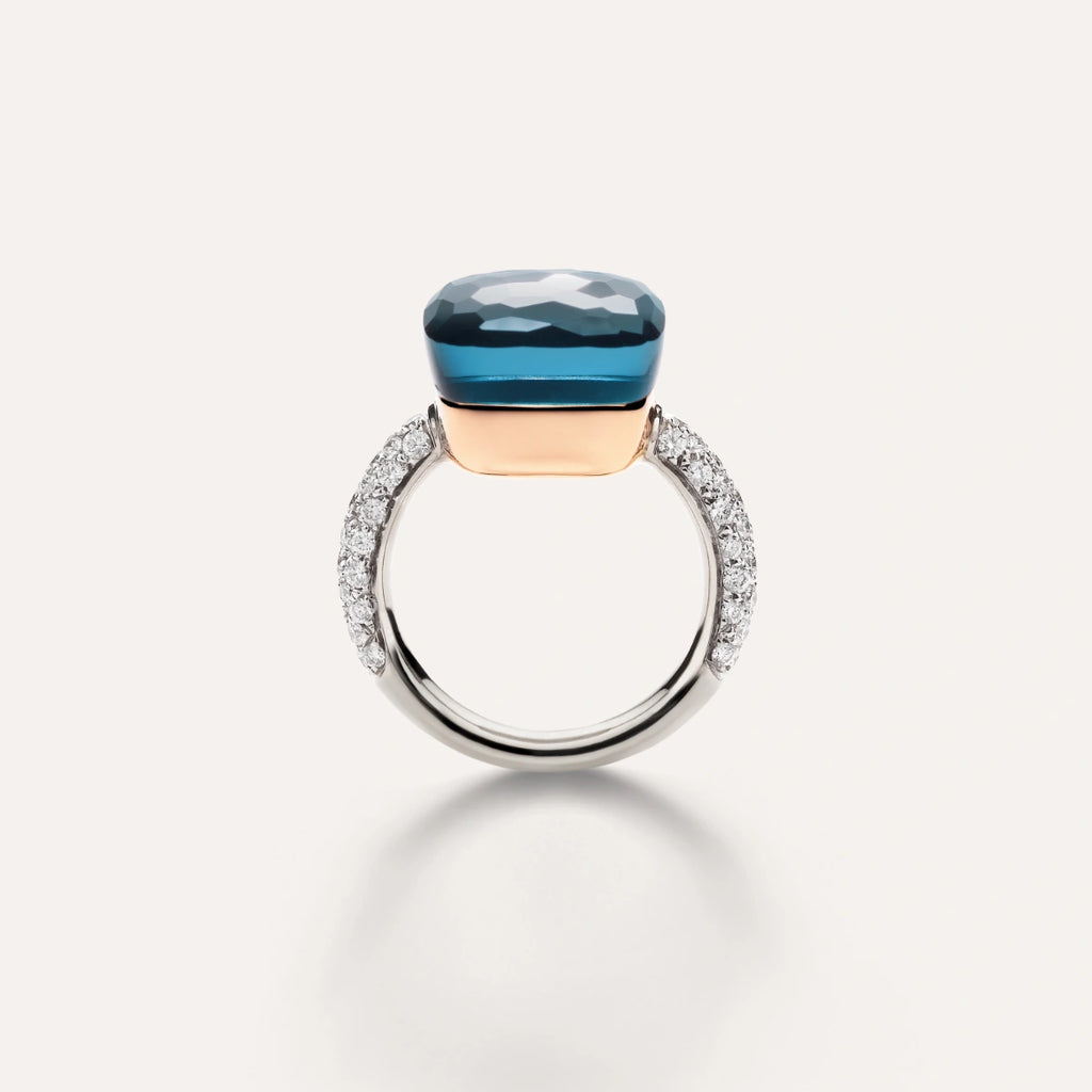 Pomellato Nudo Maxi Ring -London Blue Topaz with diamonds