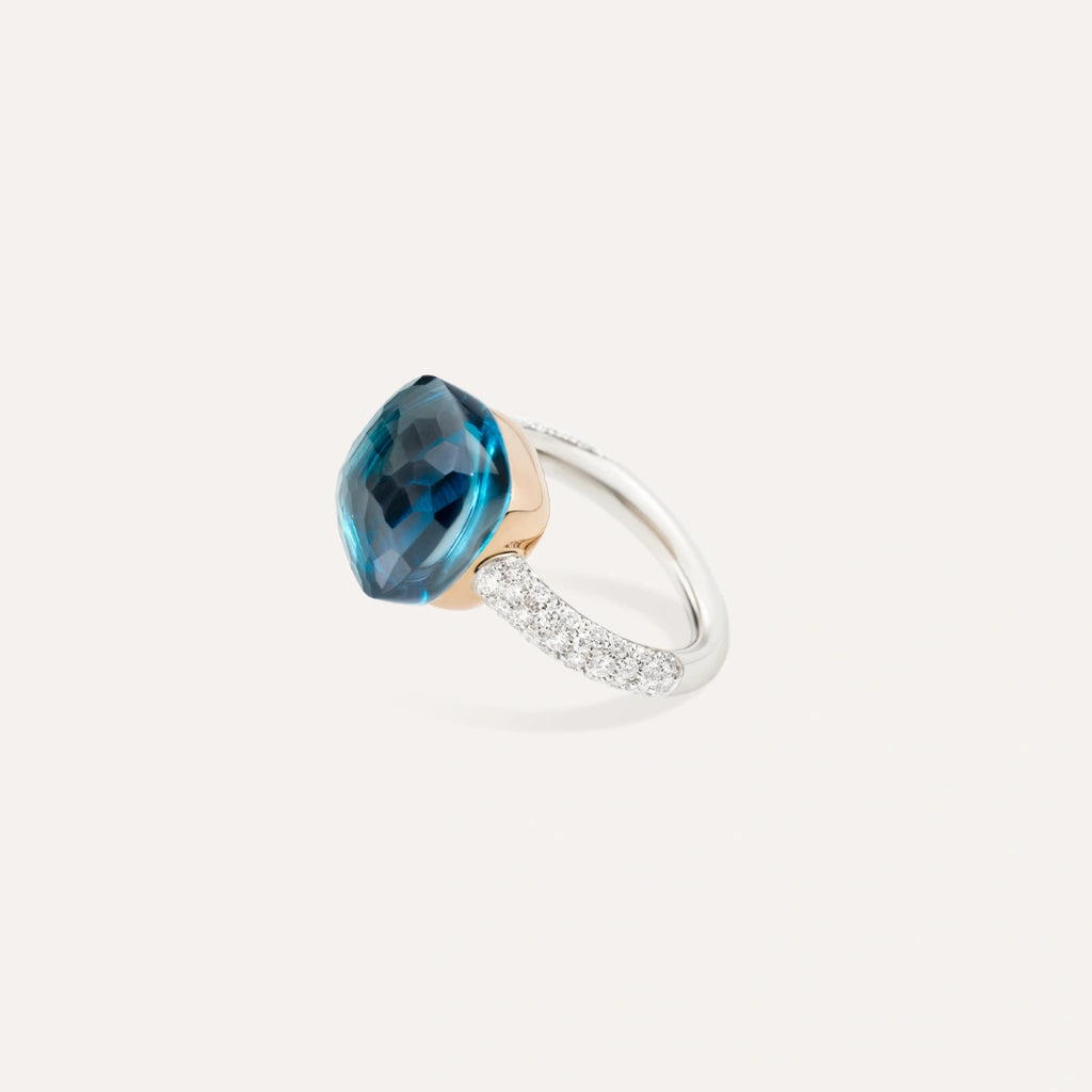 Pomellato Nudo Maxi Ring -London Blue Topaz with diamonds