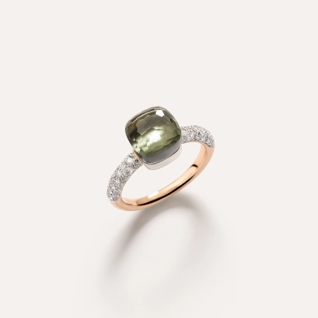 Pomellato Nudo Petit Ring -Prasiolite with Diamond Pave