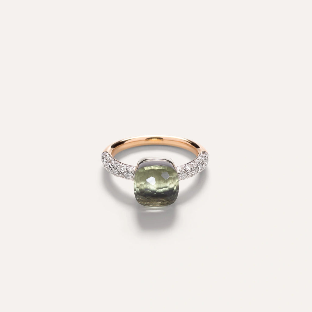 Pomellato Nudo Petit Ring -Prasiolite with Diamond Pave