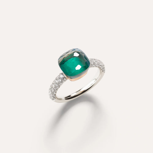 Pomellato Nudo Classic Ring -Sky Blue Topaz & Agate with diamonds