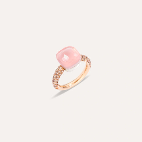 Pomellato Nudo Classic Ring -Rose Quartz & Chalcedony with brown diamonds