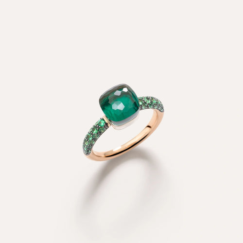 Pomellato Nudo Petit Ring -Prasiolite & Malachite with a Tsavorite Pave