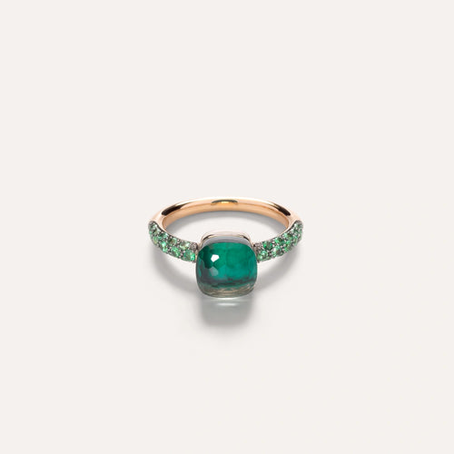 Pomellato Nudo Petit Ring -Prasiolite & Malachite with a Tsavorite Pave