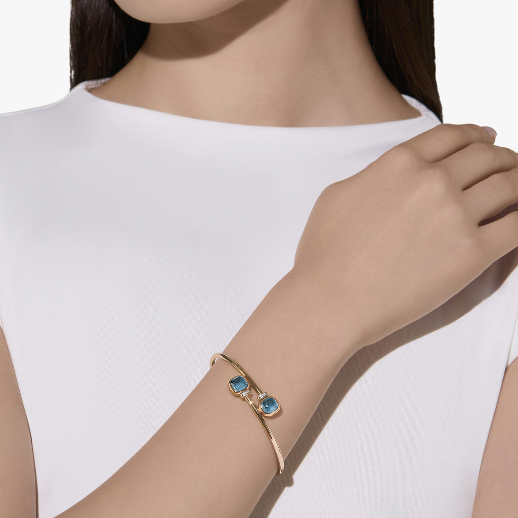 Pomellato Nudo Mini Bangle -London Blue Topazes with diamonds