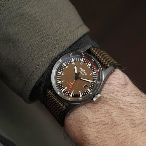 Fortis Flieger F-39 Green Werk 7 Tactical Green on Hybrid Strap Limited Edition 100 pieces