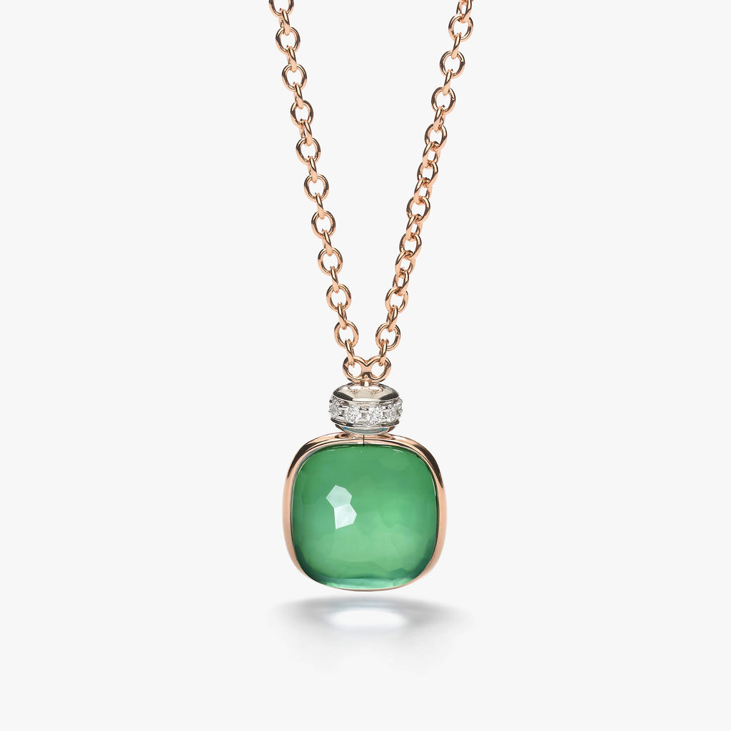 Pomellato Nudo Classic Necklace with Pendant -Prasiolite & Green Agate with diamonds