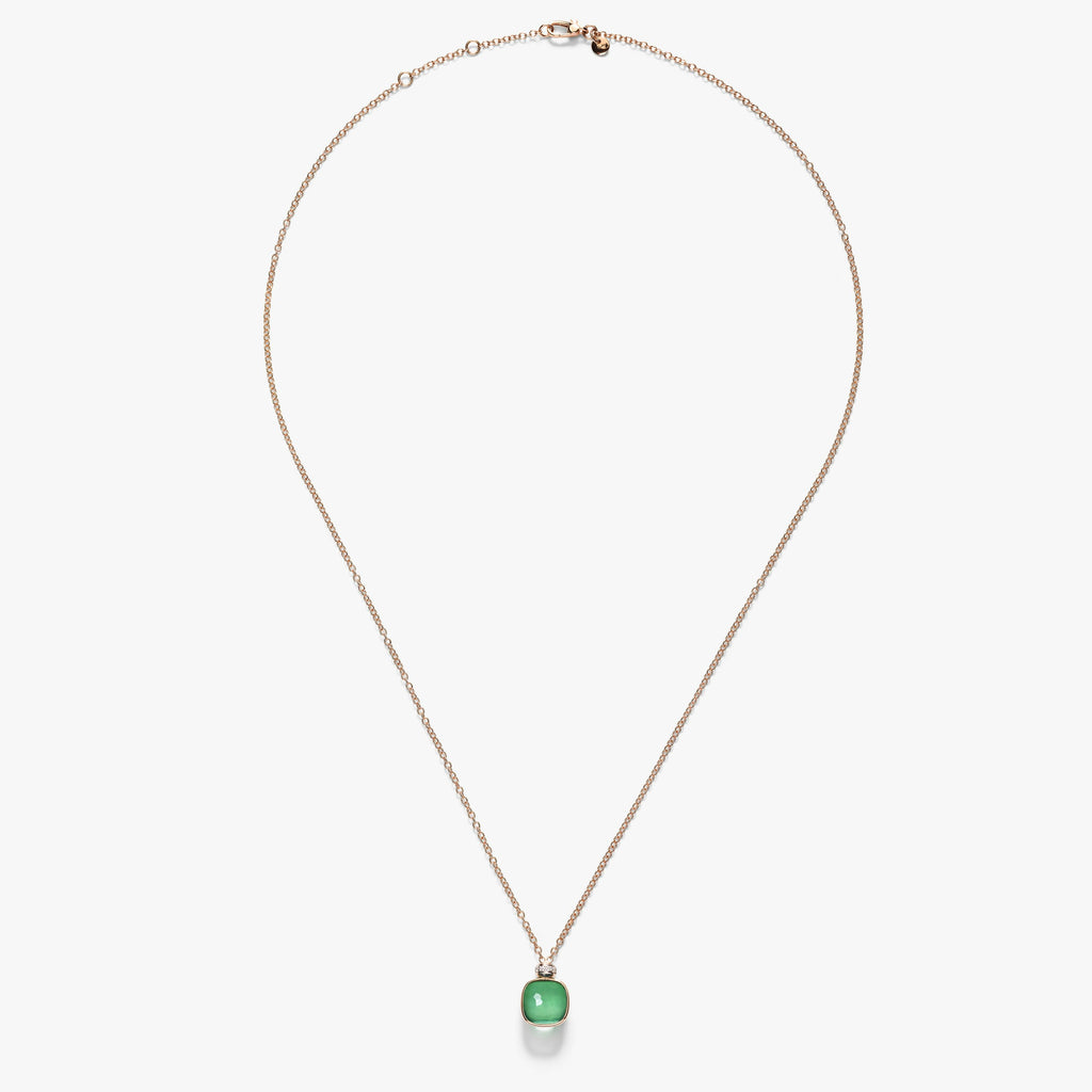Pomellato Nudo Classic Necklace with Pendant -Prasiolite & Green Agate with diamonds