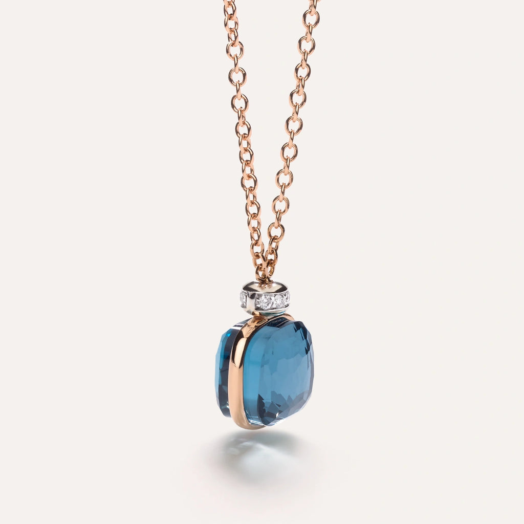 Pomellato Nudo Classic Necklace with Pendant -London Blue Topaz with diamonds
