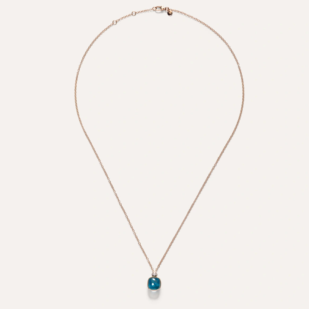 Pomellato Nudo Classic Necklace with Pendant -London Blue Topaz with diamonds