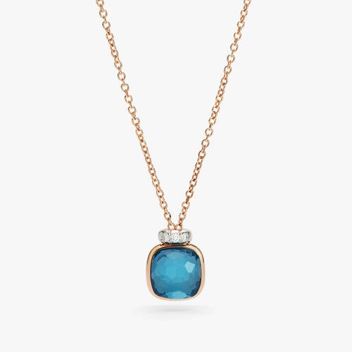 Pomellato Nudo Mini Necklace with Pendant-London Blue Topaz with diamonds