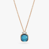 Pomellato Nudo Mini Necklace with Pendant-London Blue Topaz with diamonds