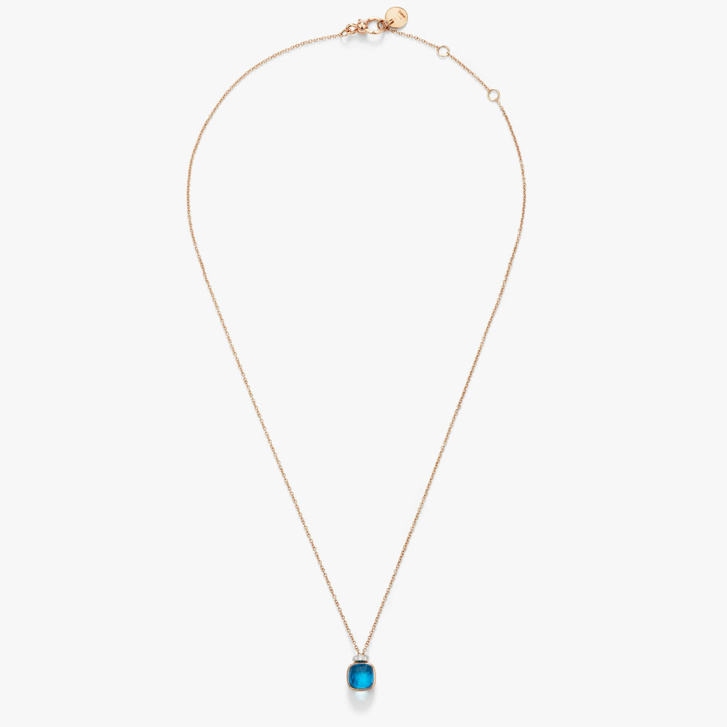 Pomellato Nudo Mini Necklace with Pendant-London Blue Topaz with diamonds