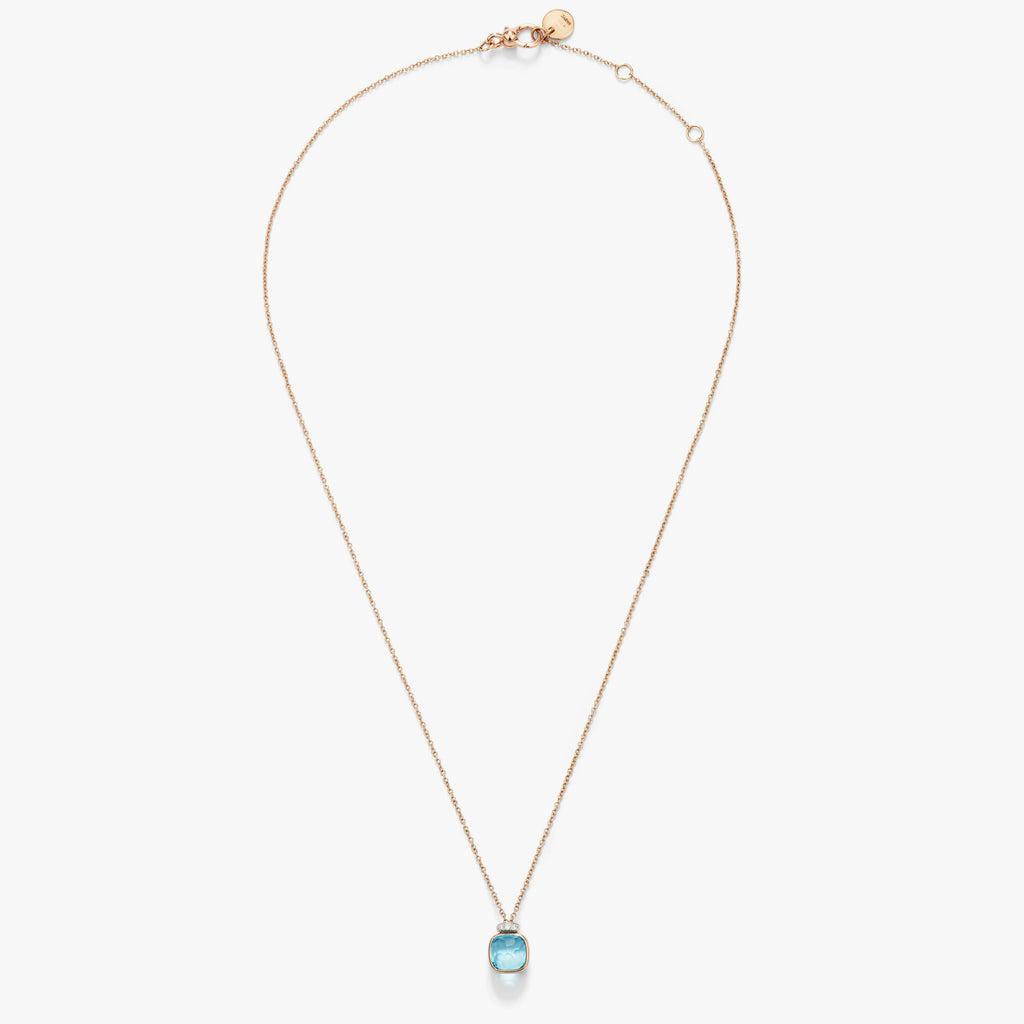 Pomellato Nudo Mini Necklace with Pendant-Sky Blue Topaz with diamonds