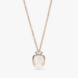 Pomellato Nudo Mini Necklace with Pendant-Milky Quartz with diamonds