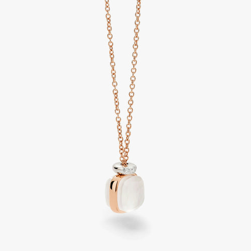 Pomellato Nudo Mini Necklace with Pendant-Milky Quartz with diamonds