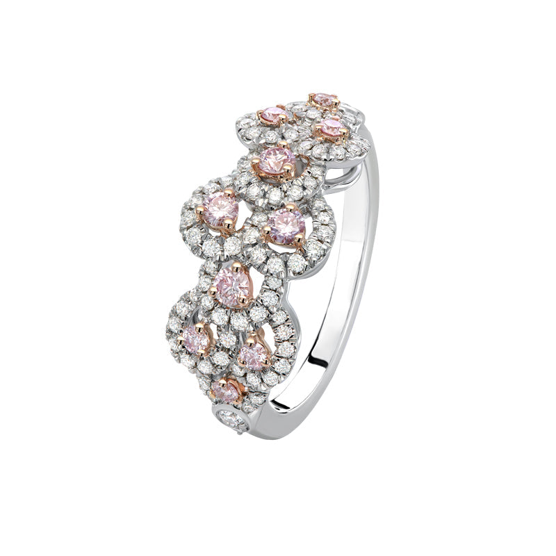 Kimberley Serenity Ring set with pink diamonds from the Argyle mine and White Diamonds