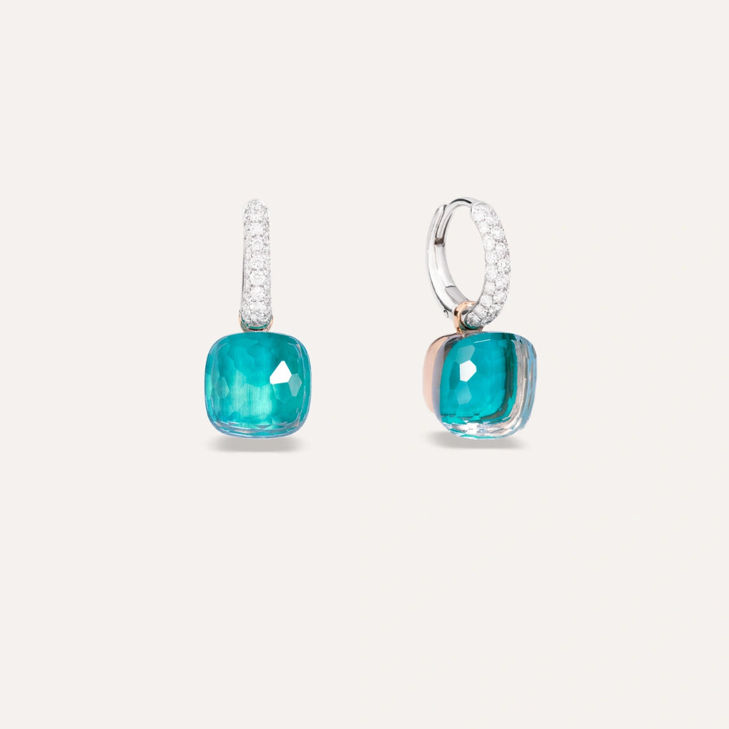 Pomellato Nudo Classic Earrings -Sky Blue Topaz & Agate and Diamonds