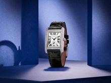Load image into Gallery viewer, FREDERIQUE CONSTANT CLASSICS CARREE SMALL SEC RECTANGULAR FULL DIAMONDS QUARTZ ON BLACK LEATHER (Copy)