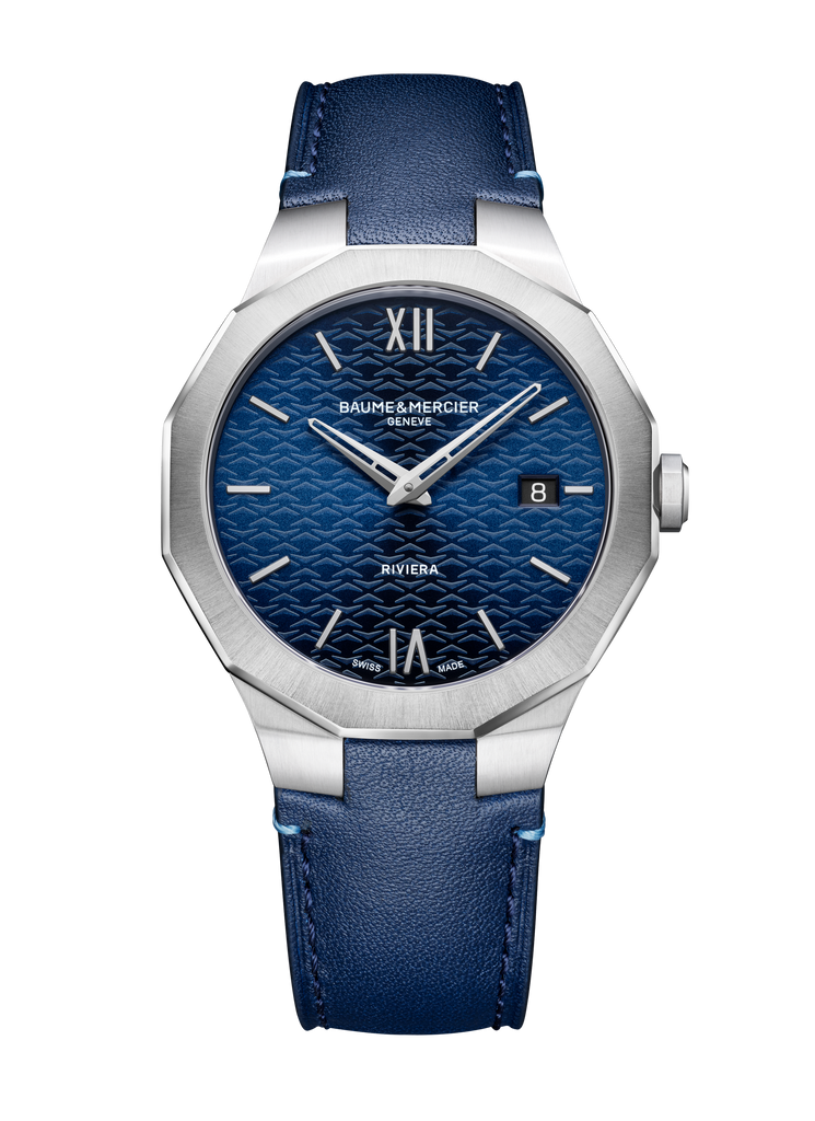 Baume & Mercier Riviera Quartz 39 mm 10846 Blue Dial on Leather