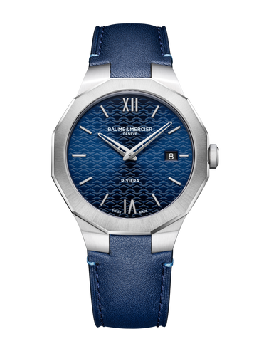 Baume & Mercier Riviera Quartz 39 mm 10846 Blue Dial on Leather