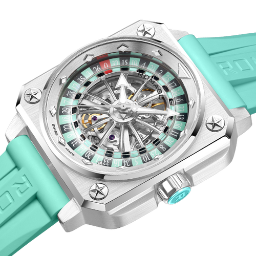 ROULETTE MASTER II SKELETON AUTOMATIC ROBIN EGG BLUE