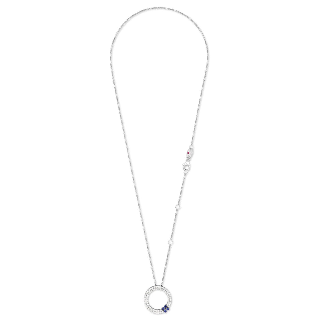 Roberto Coin Love in Verona Circle Pendant with Necklace in 18k yellow gold with diamonds and sapphires