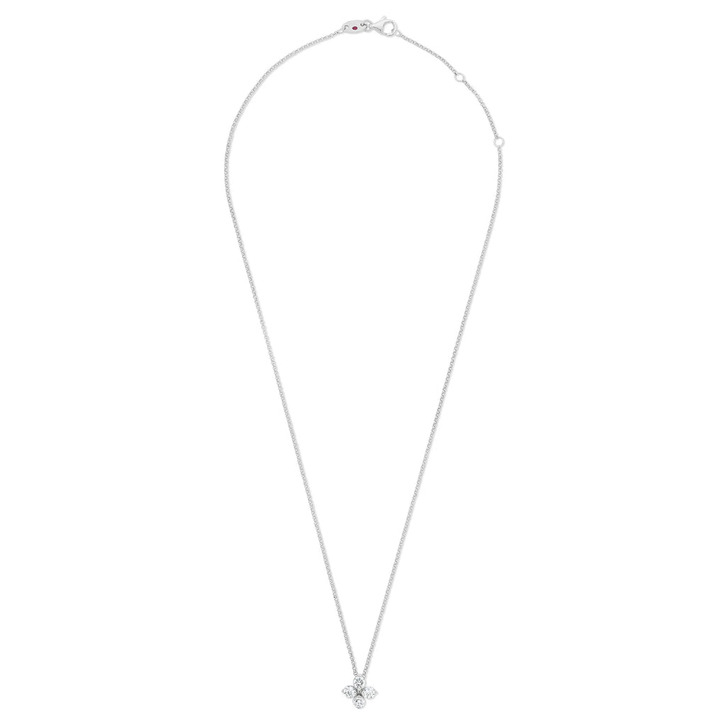 Roberto Coin Love in Verona Floral Design Pendant with Necklace in 18k white gold with diamonds