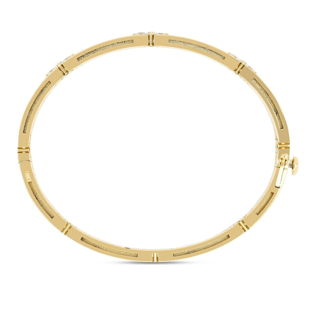 Roberto Coin Love In Verona Bangle in 18k yellow gold with Mother of Pearl & Diamonds