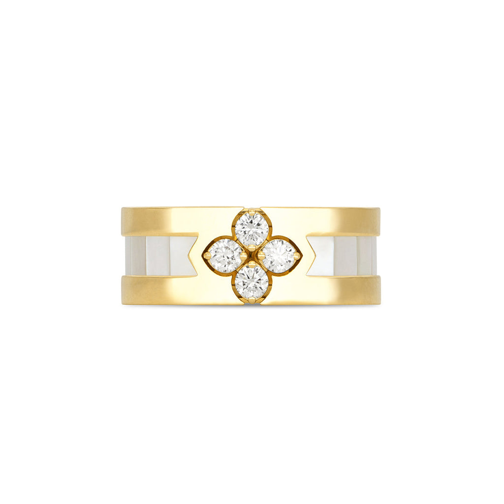 Roberto Coin Love in Verona Ring with Mother of Pearl and Diamonds  in 18k yellow gold