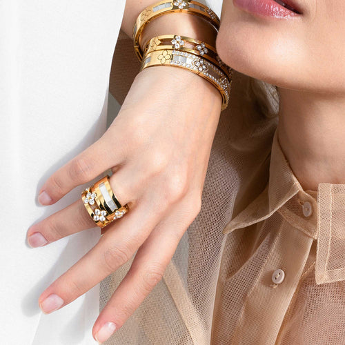 Roberto Coin Love in Verona Ring with Mother of Pearl and Diamonds  in 18k yellow gold