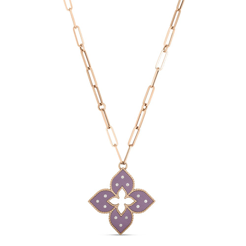 Roberto Coin Venetian Princess Pendant with Purple Titanium & Rose Gold Pendant with Necklace in 18k rose gold with diamonds