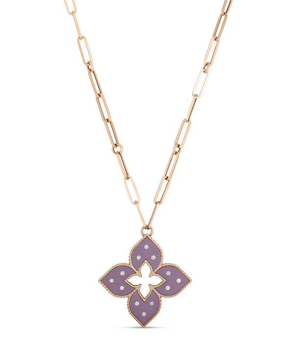 Roberto Coin Venetian Princess Pendant with Purple Titanium & Rose Gold Pendant with Necklace in 18k rose gold with diamonds