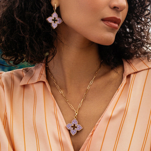 Roberto Coin Venetian Princess Pendant with Purple Titanium & Rose Gold Pendant with Necklace in 18k rose gold with diamonds
