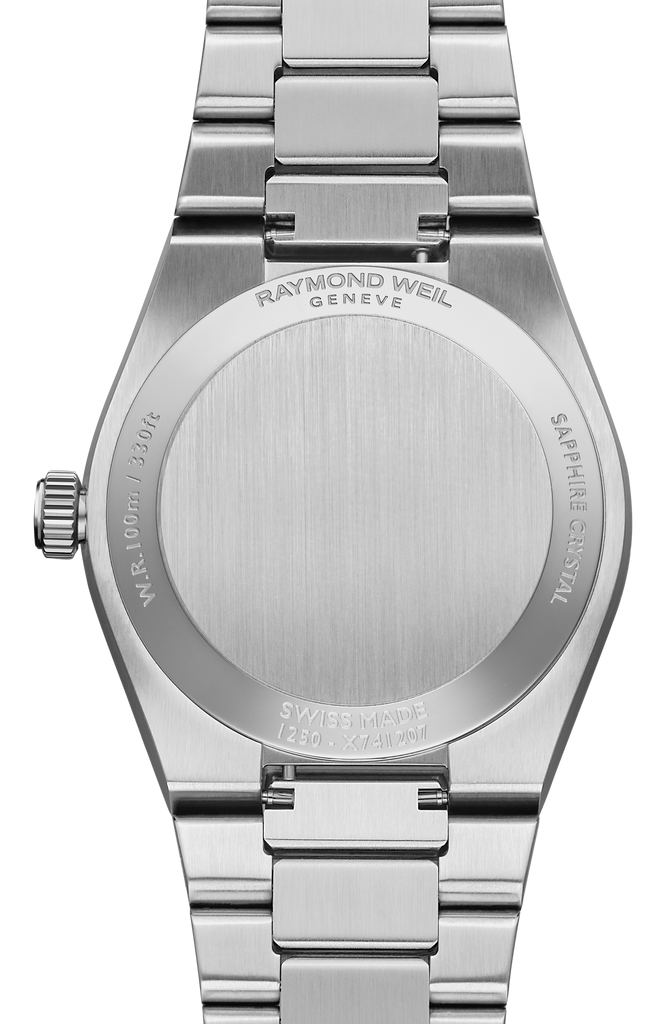 Raymond Weil A.R.T. Date 30 mm White MOP with Diamond indices on steel Bracelet -Quartz