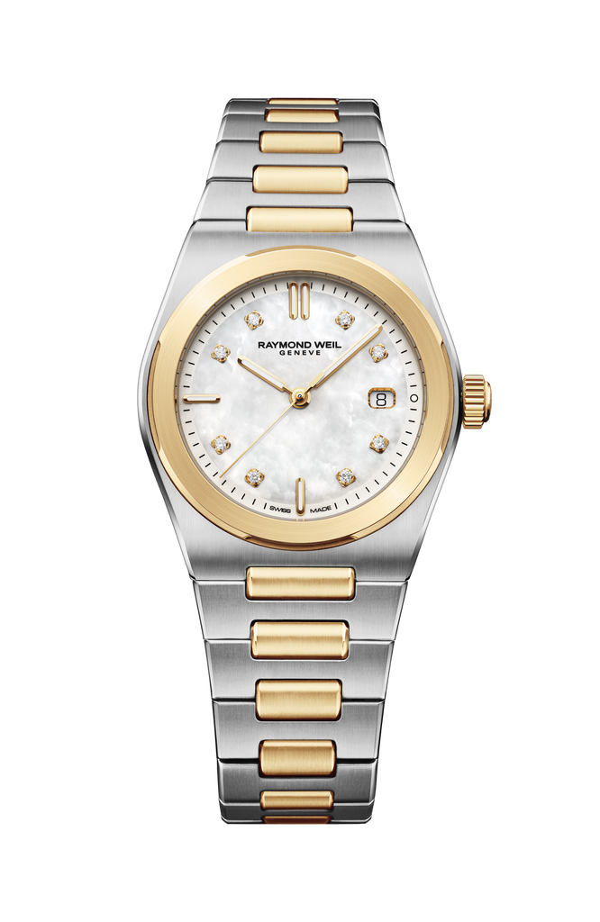 Raymond Weil A.R.T. Date MOP 2 Tones YG PVD Diamond Indices 30mm