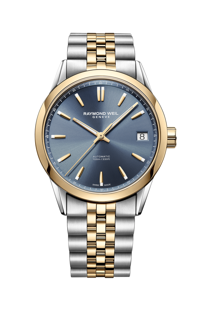 Raymond Weil Freelancer Automatic Blue on Steel Bracelet 2 Tones Yellow Gold PVD 40mm