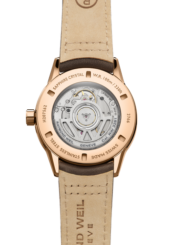 Raymond Weil Freelancer Complete Calendar Dune Sunray Dial Watch RG PVD -Brown Leather Strap