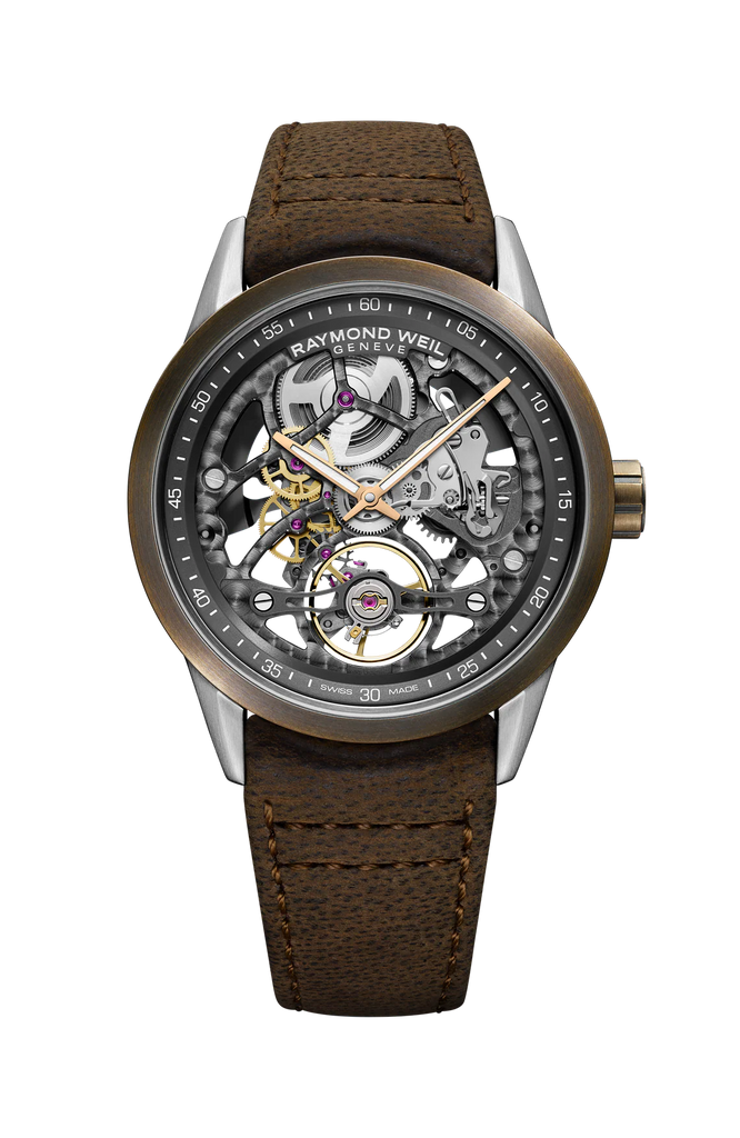 Raymond Weil Freelancer Calibre RW1212 full Skeleton Dial Bronze Bezel