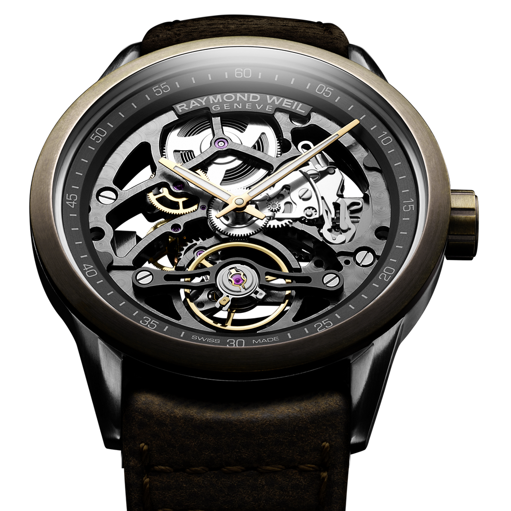 Raymond Weil Freelancer Calibre RW1212 full Skeleton Dial Bronze Bezel