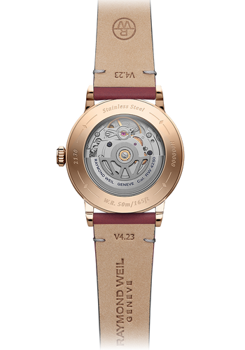 Raymond Weil Millesime Automatic Central Seconds RG PVD 35mm Red Grape Sector Dial on Leather Strap
