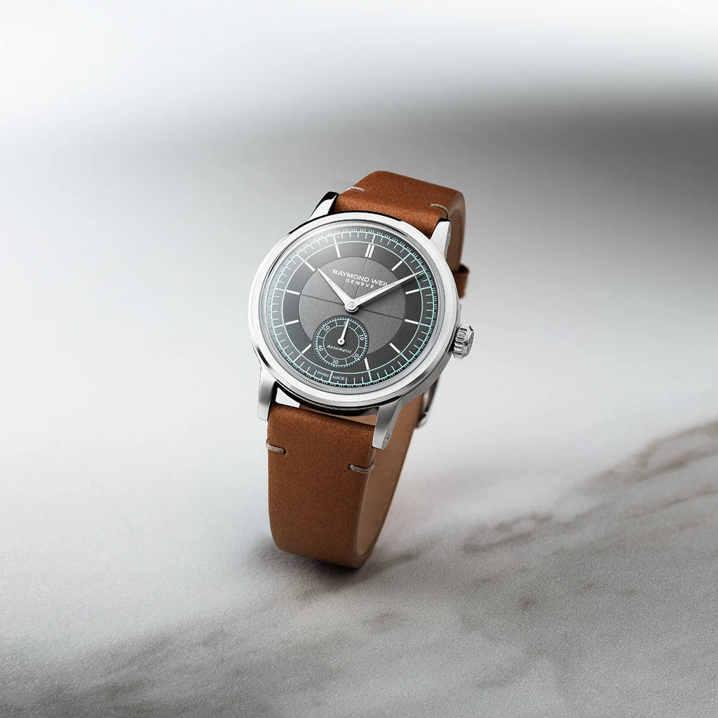 Pre Order Raymond Weil Millesime Automatic Central Seconds 35mm Anthracite Sector Dial on Leather Strap