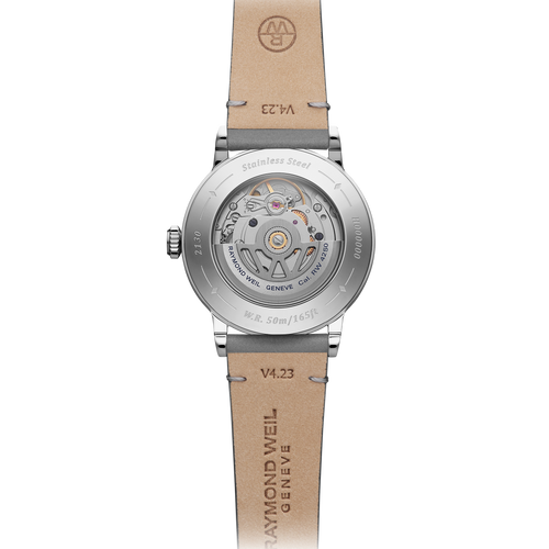 Pre Order Raymond Weil Millesime Automatic Central Seconds 35mm Silver Sector Dial on leather