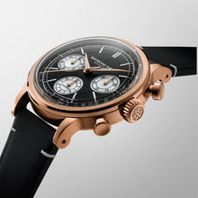 Load image into Gallery viewer, Raymond Weil Millesime Automatic Tri-Compax Chronograph Black Sector Dial 39 mm RG PVD, Black Leather Strap