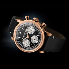 Load image into Gallery viewer, Raymond Weil Millesime Automatic Tri-Compax Chronograph Black Sector Dial 39 mm RG PVD, Black Leather Strap
