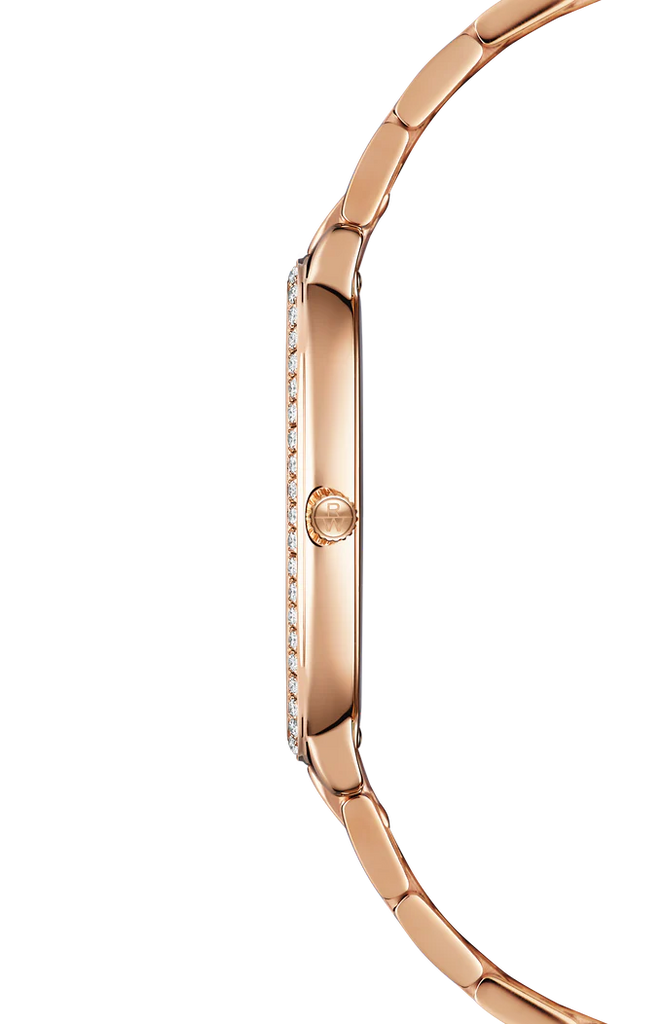 Raymond Weil Toccata Heritage Quartz full diamond bezel old silver dial on RG PVD  Steel Bracelet -31mm x 36mm